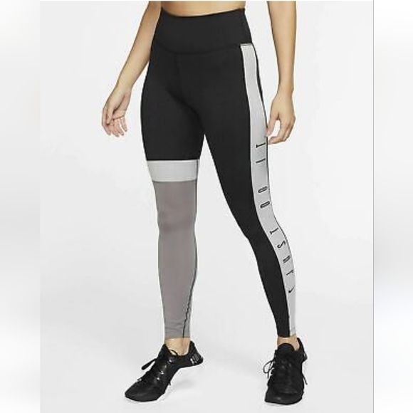 Nike Pants - Nike Women's One Running Black Combo Gray Tights Small